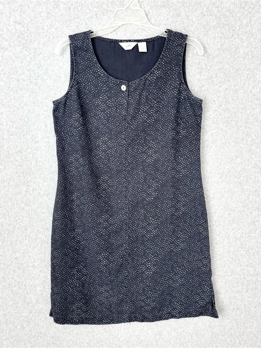 J Jill Linen Dress Womens Small Blue Gray Sleeveless Shift Mini Casual Resort